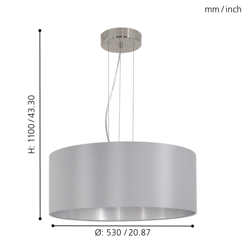 Eglo 31606 - MASERLO Cable Pendant Light, 3× E27 sockets, max. 60 W per bulb, 230 V