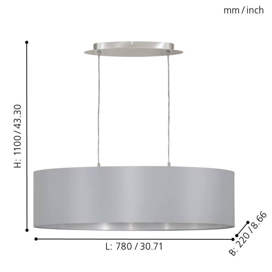 Eglo 31612 - Chandelier on a string MASERLO 2xE27/60W/230V