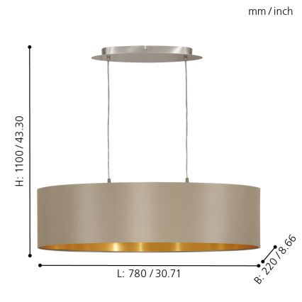 Eglo - Chandelier on a string 2xE27/60W/230V