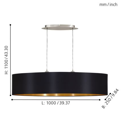 Eglo - Chandelier on a string 2xE27/60W/230V