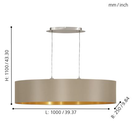 Eglo - Chandelier on a string 2xE27/60W/230V