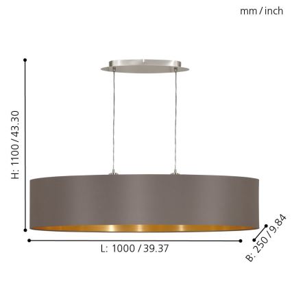 Eglo - Chandelier on a string 2xE27/60W/230V