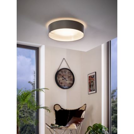 Eglo 31623 - MASERLO LED Ceiling Light, 16 W, 230 V, 3000 K, Ø 40.5 cm, gray/silver