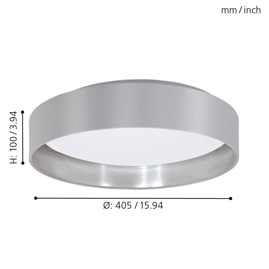 Eglo 31623 - MASERLO LED Ceiling Light, 16 W, 230 V, 3000 K, Ø 40.5 cm, gray/silver