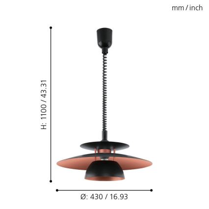Eglo - Pull-down chandelier 1xE27/60W/230V