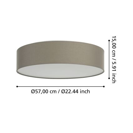 Eglo 31767 - Dimmable LED RGBW ceiling light ROMAO-Z LED/35W/230V 2700-6500K Ø 57 cm taupe