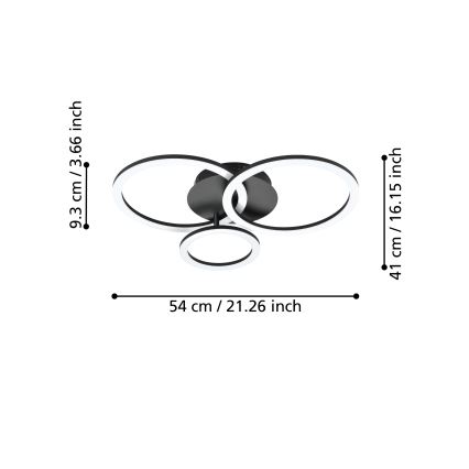 Eglo 31771 - LED Dimmable ceiling light PARRAPOS-Z LED/33W/230V 3000-6500K black