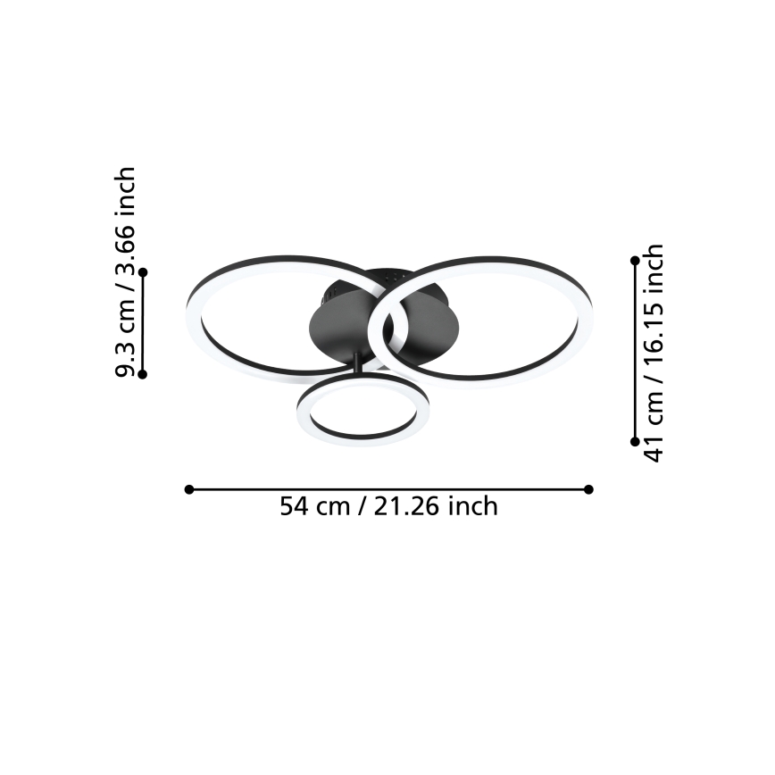 Eglo 31771 - LED Dimmable ceiling light PARRAPOS-Z LED/33W/230V 3000-6500K black