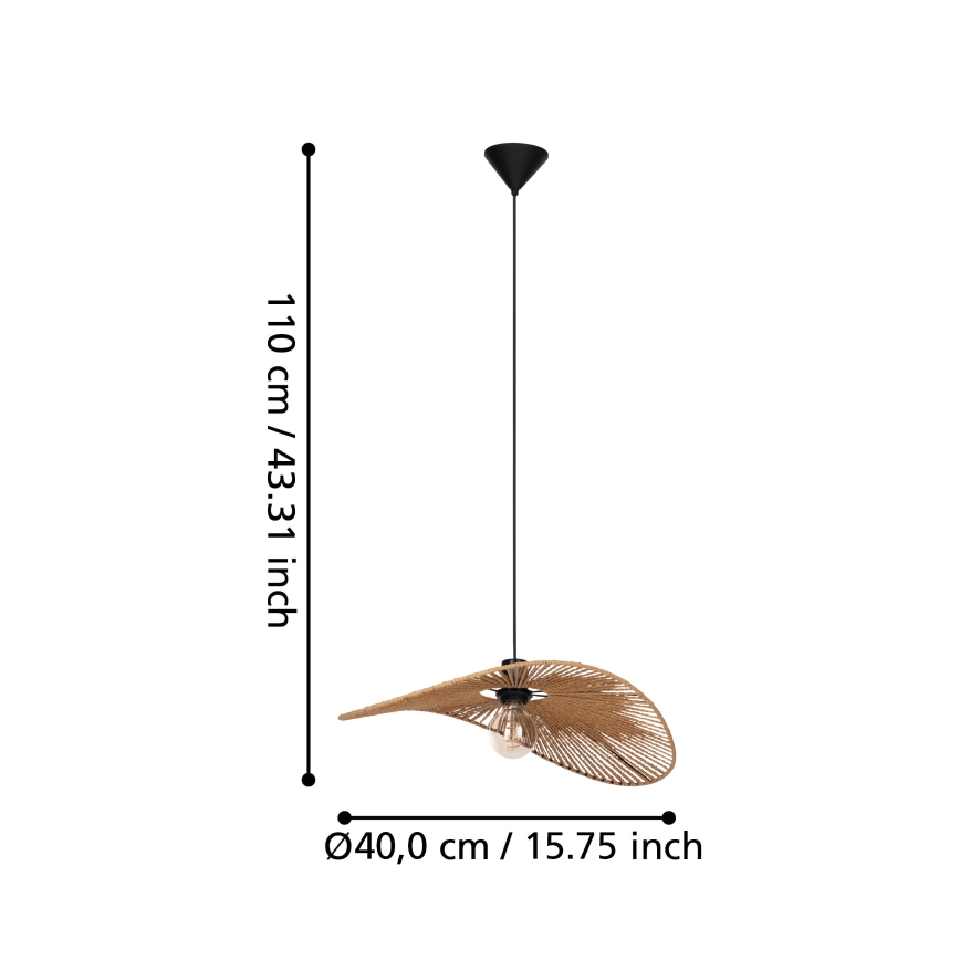 Eglo - Pendant light on cable 1xE27/42W/230V 56 cm brown/black