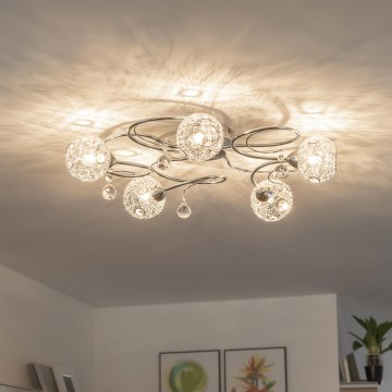 Eglo 32103 - LED Semi-flush Chandelier VELAGO 5xG9/33W/230V Polished Chrome