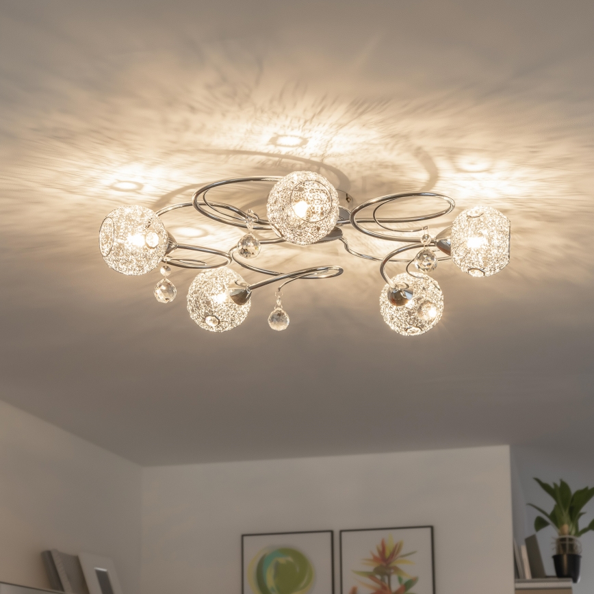 Eglo 32103 - LED Semi-flush Chandelier VELAGO 5xG9/33W/230V Polished Chrome