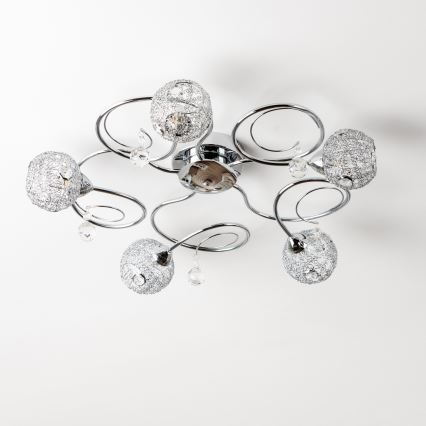 Eglo 32103 - LED Semi-flush Chandelier VELAGO 5xG9/33W/230V Polished Chrome