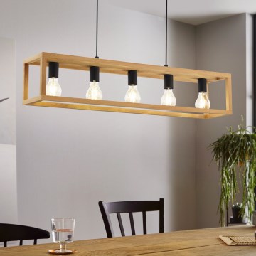 Eglo 32143 - BLACKCROWN cable-suspended chandelier 5xE27/40W/230V brown