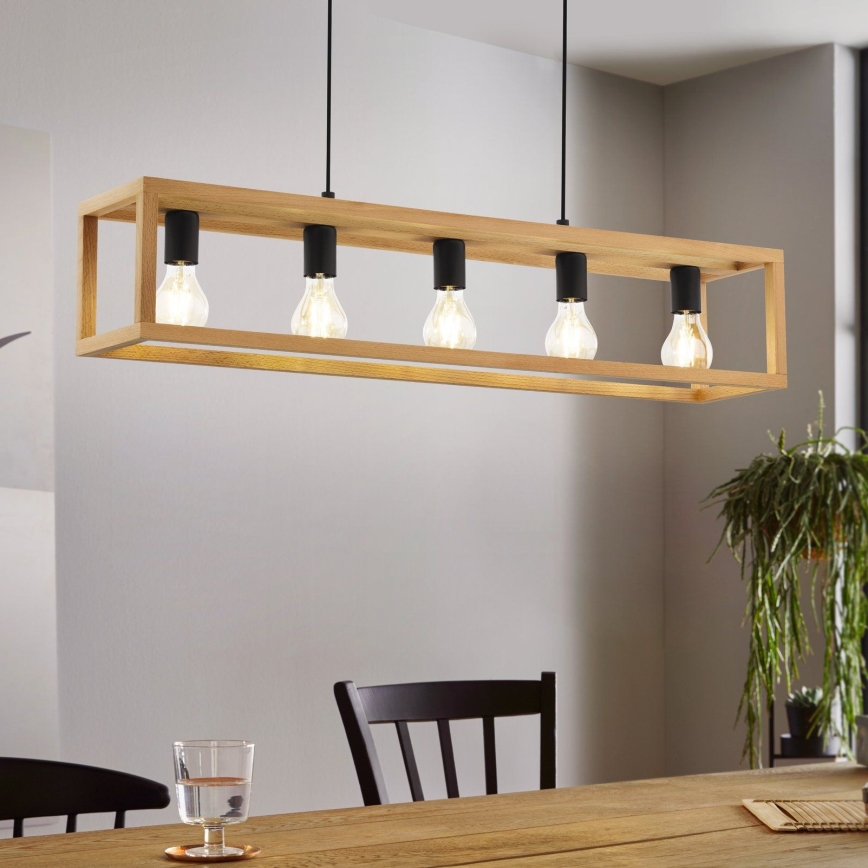 Eglo 32143 - BLACKCROWN cable-suspended chandelier 5xE27/40W/230V brown