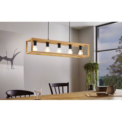 Eglo 32143 - BLACKCROWN cable-suspended chandelier 5xE27/40W/230V brown