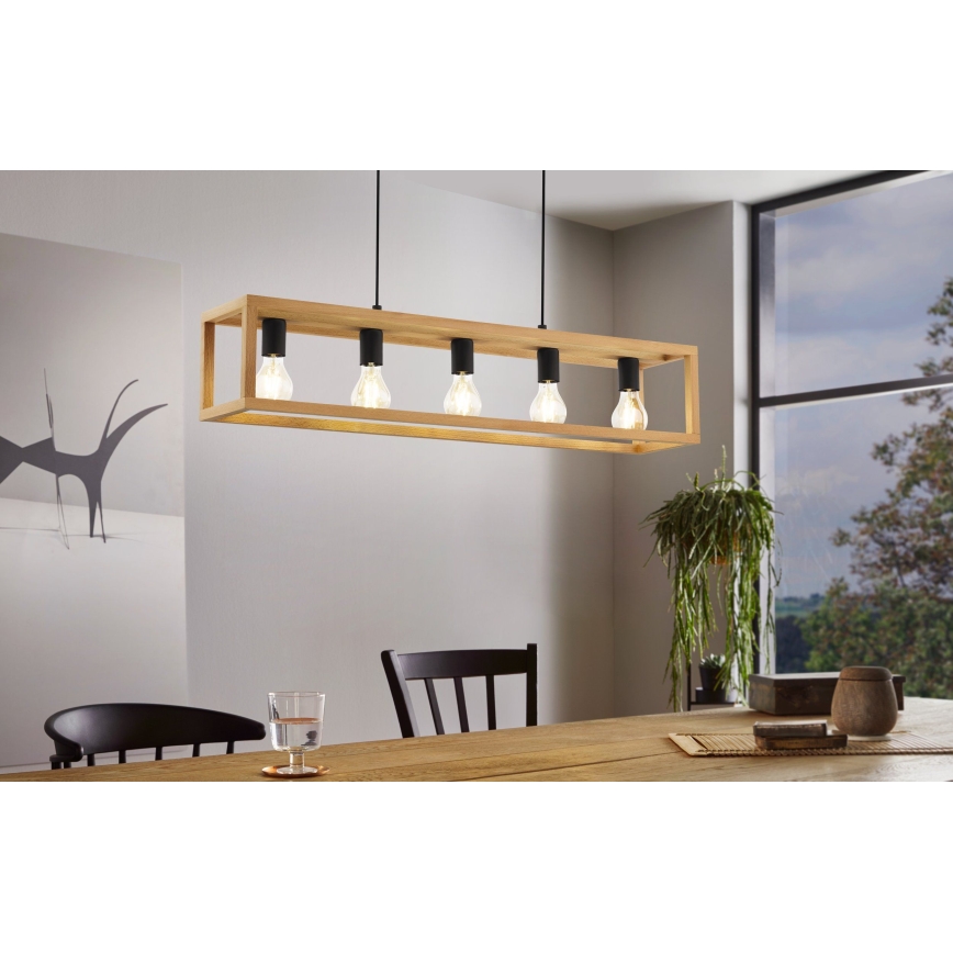 Eglo 32143 - BLACKCROWN cable-suspended chandelier 5xE27/40W/230V brown