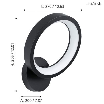 Eglo 32325 - LED RGBW Dimmable wall light MARGHERA-C LED/16W/230V 2700-6500K black