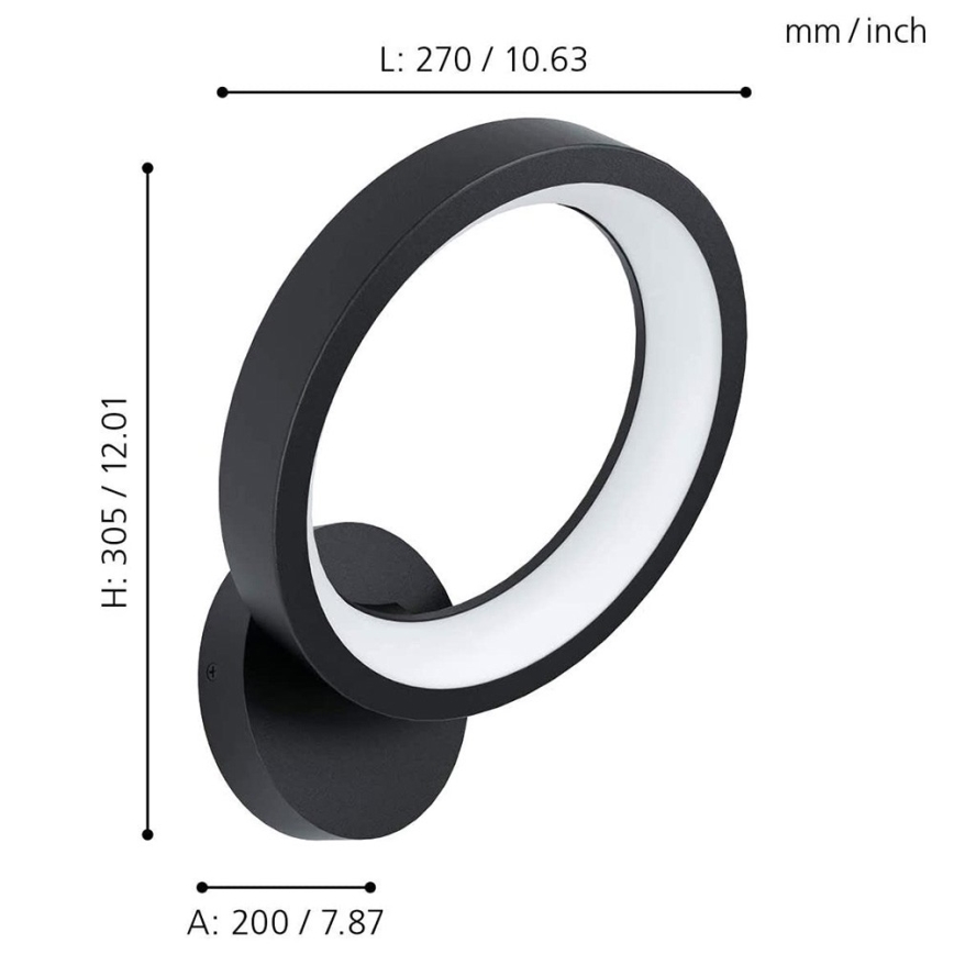 Eglo 32325 - LED RGBW Dimmable wall light MARGHERA-C LED/16W/230V 2700-6500K black