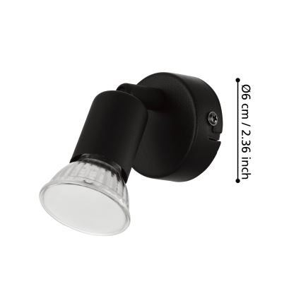 Eglo - LED Wall spotlight 1xGU10/2,8W/230V 3000K black
