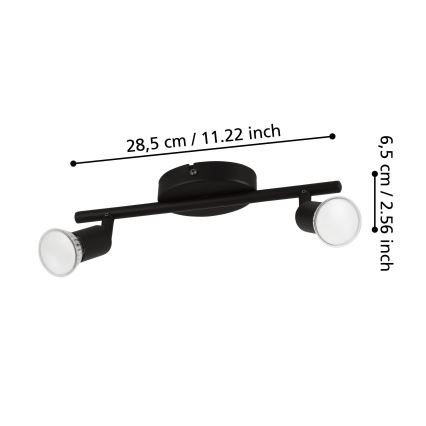 Eglo - LED Spotlight 2xGU10/2,8W/230V 3000K black
