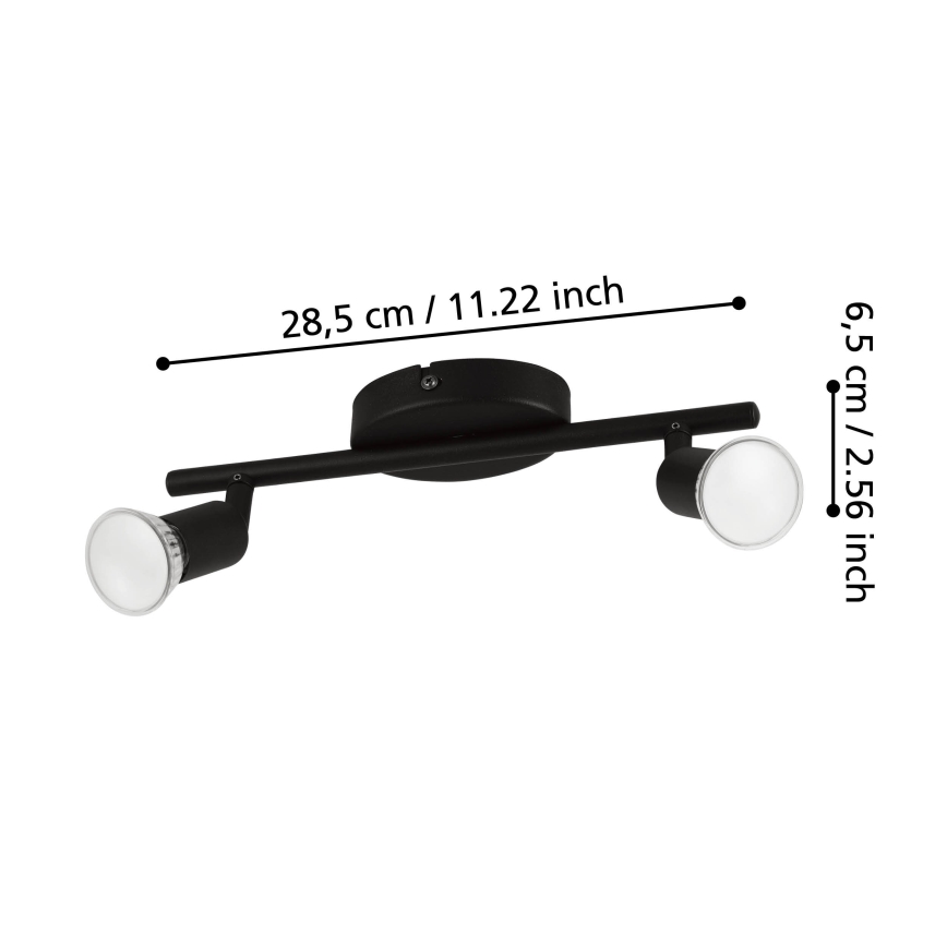 Eglo - LED Spotlight 2xGU10/2,8W/230V 3000K black