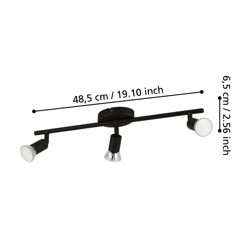 Eglo - LED Spotlight 3xGU10/2,8W/230V 3000K black