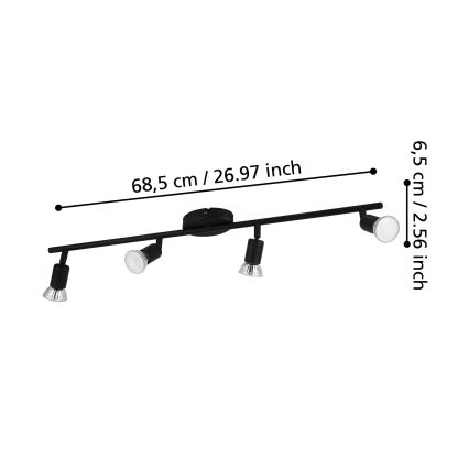 Eglo - LED Spotlight 4xGU10/2,8W/230V 3000K black