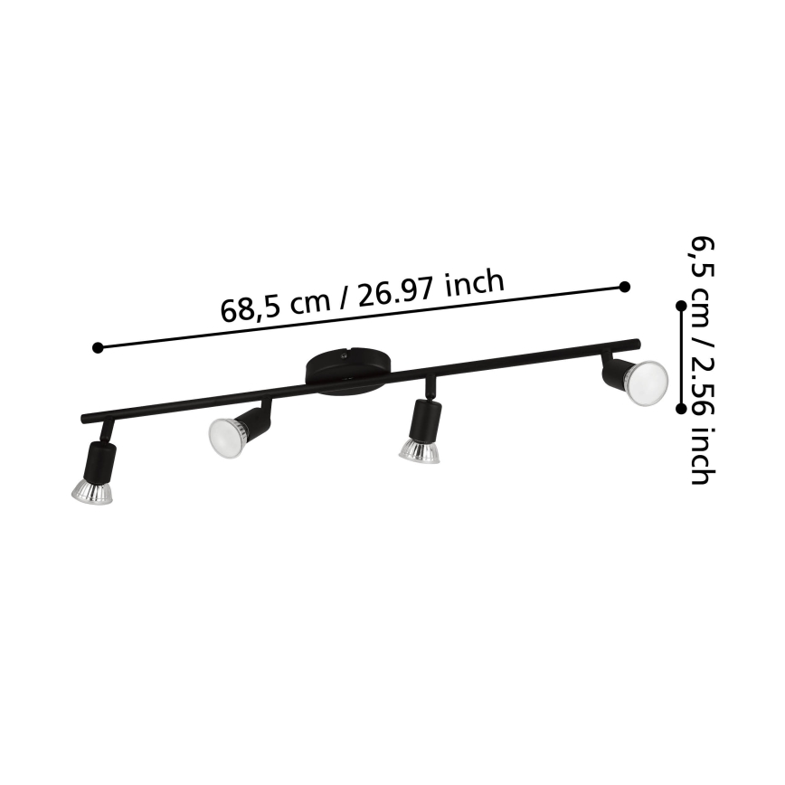 Eglo - LED Spotlight 4xGU10/2,8W/230V 3000K black