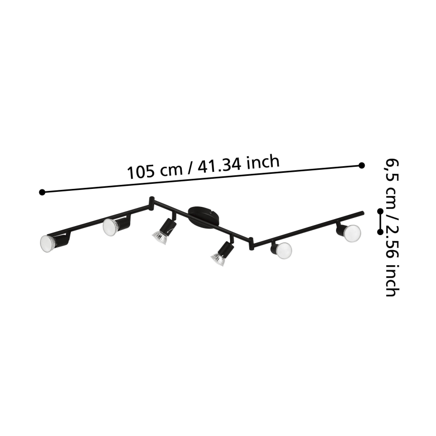 Eglo - LED Spotlight 6xGU10/2,8W/230V 3000K black