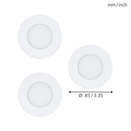 Eglo - Set of 3 RGB LED Dimmable Recessed Downlights FUEVA-C LED/3W/230V Ø 8.5 cm