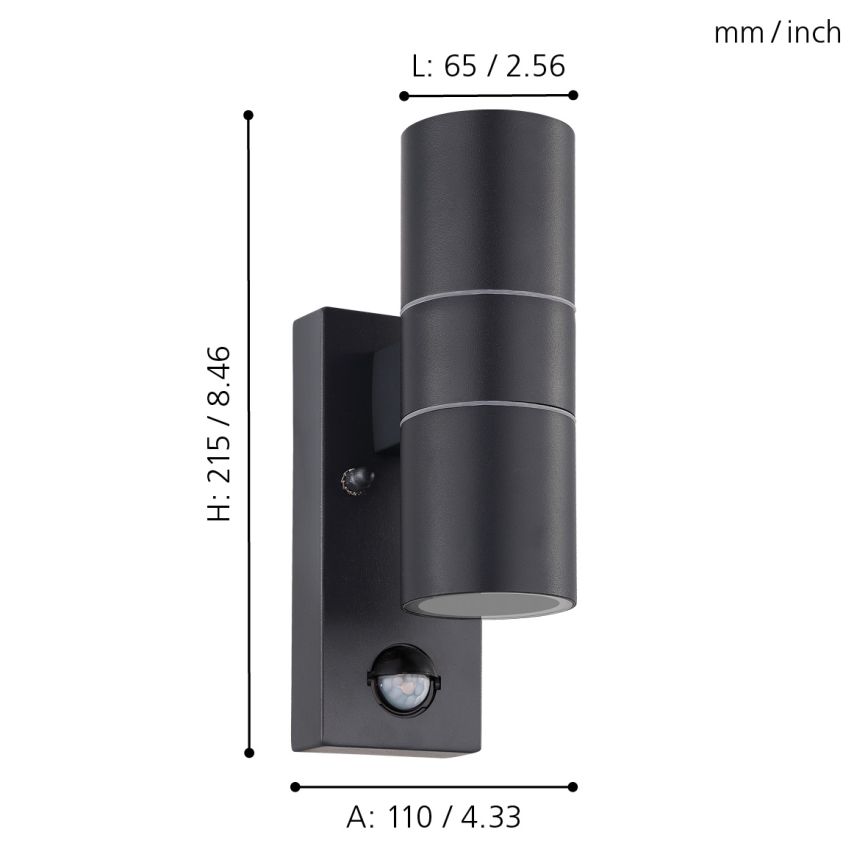 Eglo - LED Outdoor wall light with a sensor 2xGU10/3W/230V IP44