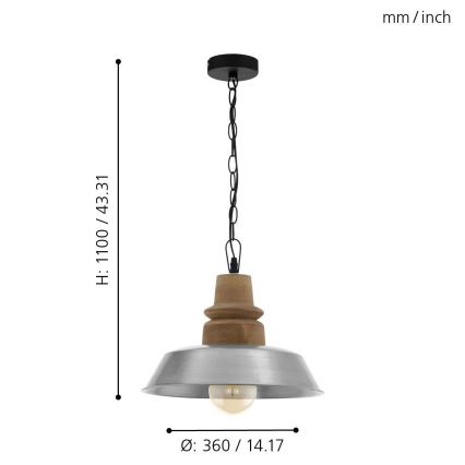 Eglo 33024 - Chandelier on a chain RIDDLECOMBE 1xE27/60W/230V