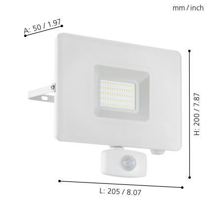 Eglo - LED flood light with sensor LED/50W/230V IP44