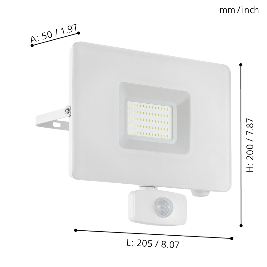 Eglo - LED flood light with sensor LED/50W/230V IP44