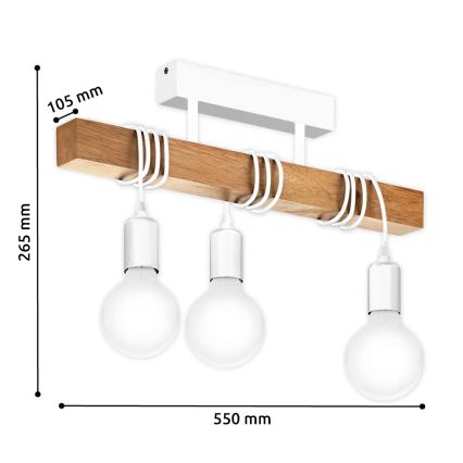 Eglo - Surface-mounted chandelier TOWNSHEND 3xE27/60W/230V