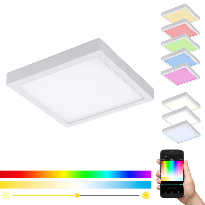 Eglo 33209 - LED RGBW Dimmable Ceiling Light FUEVA-C LED/21W/230V 2700-6500K 30x30 cm White
