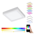 Eglo 33316 - FUEVA-C LED RGBW Dimmable Ceiling Light, 15.6W, 230V, 2700-6500K, 22.5 x 22.5 cm, White