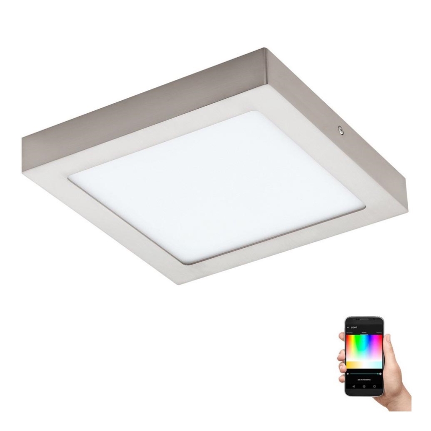 Eglo 33319 - FUEVA-C LED RGBW Dimmable Ceiling Light, 15.6 W, 230 V, 2700–6500 K, 22.5x22.5 cm, Matte Chrome