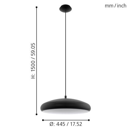 Eglo 33328 - LED RGBW Dimmable chandelier on a string RIODEVA-C LED/27W/230V 2700-6500K black