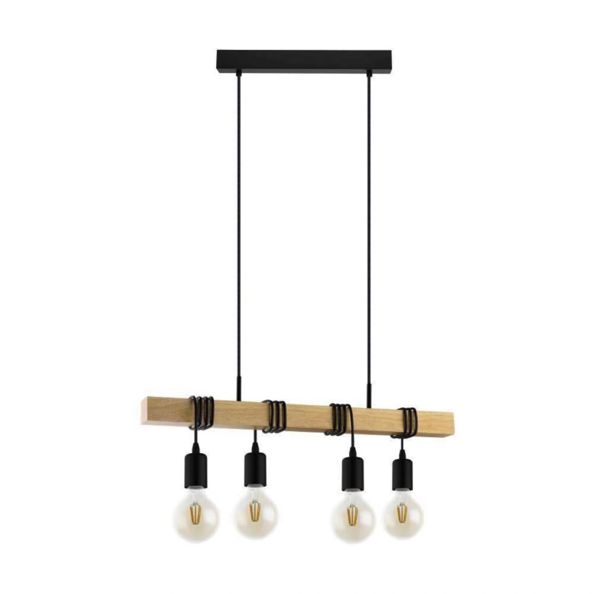 Eglo 33378 - LED Chandelier on a string TOWNSHEND 4xE27/4W/230V 2200K beige/black