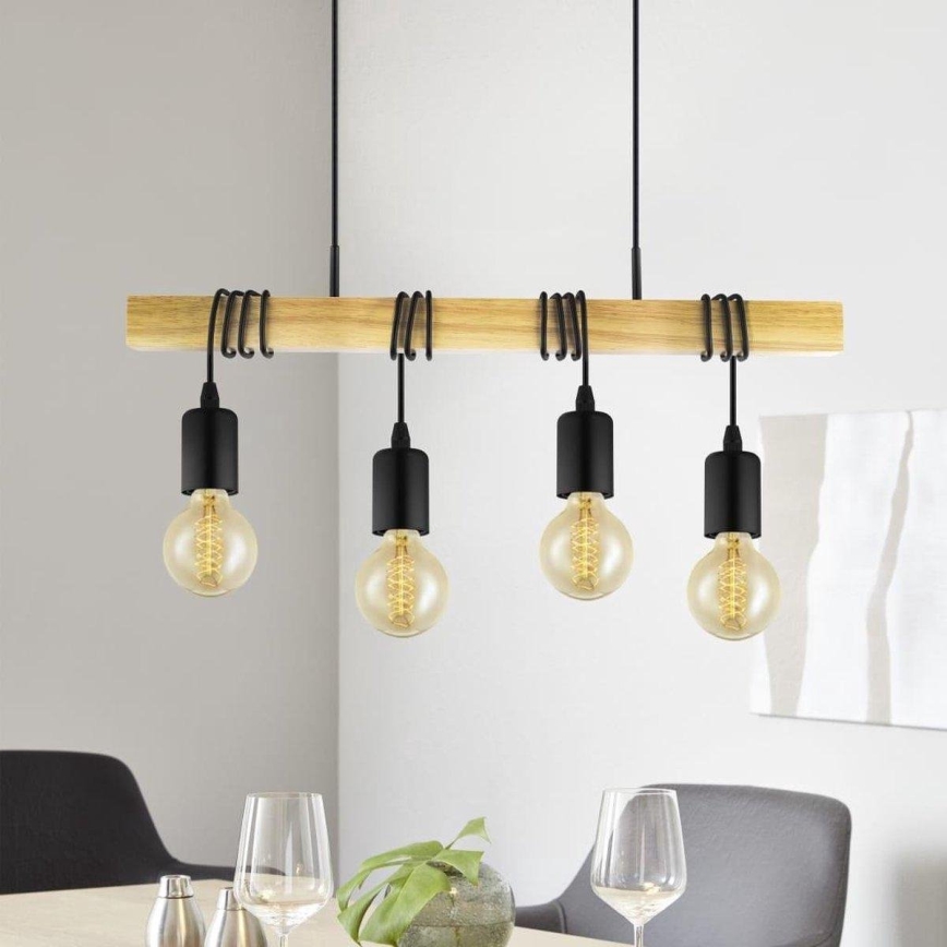 Eglo 33378 - LED Chandelier on a string TOWNSHEND 4xE27/4W/230V 2200K beige/black