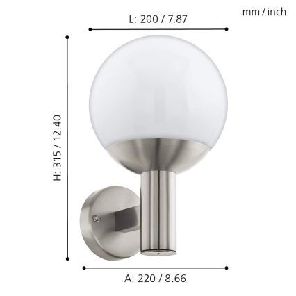 Eglo 33564 - LED Outdoor wall light NISIA-C LED/9W/230V IP44