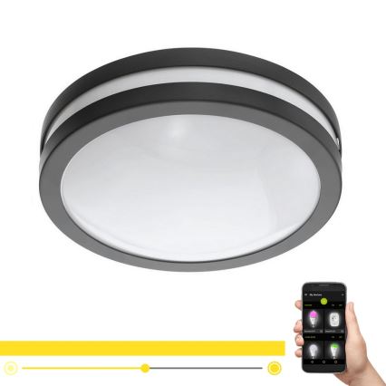 Eglo 33571 - LOCANA-C Dimmable LED Bathroom Ceiling Light, 14W, 230V, IP44, Anthracite
