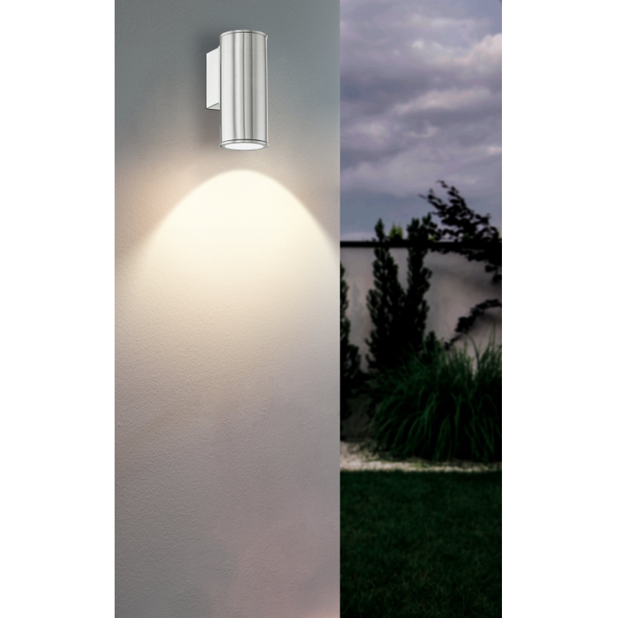 Eglo 33581 - LED RGBW Dimmable Outdoor Wall Light RIGA 1xGU10/5W/230V 2700-6500K IP44 Matte Chrome