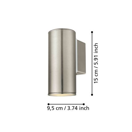 Eglo 33581 - LED RGBW Dimmable Outdoor Wall Light RIGA 1xGU10/5W/230V 2700-6500K IP44 Matte Chrome