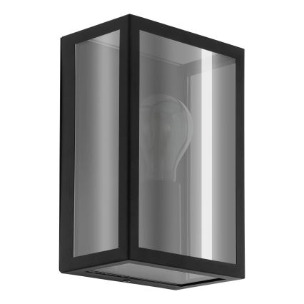 Eglo - Outdoor Wall Light 1xE27/60W/230V IP44 Black/Smoked