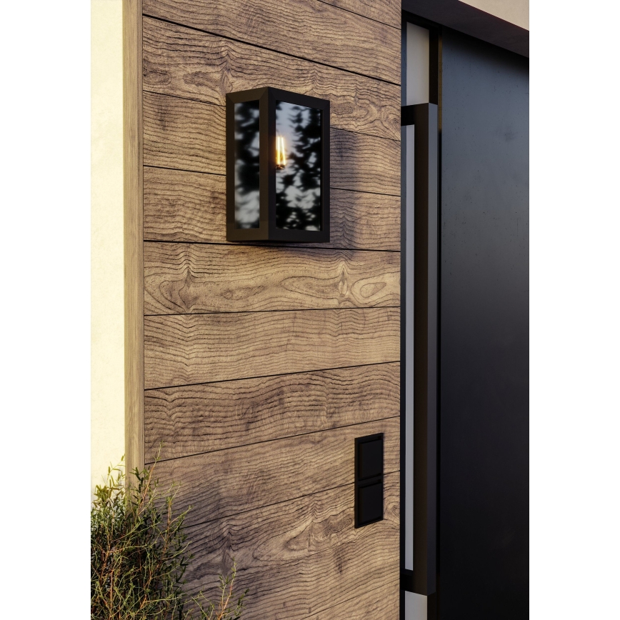 Eglo - Outdoor Wall Light 1xE27/60W/230V IP44 Black/Smoked