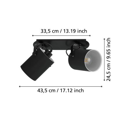 Eglo 33646 - VILLABATE Spotlight 2x E27/10W/230V