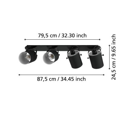 Eglo 33648 - VILLABATE Spotlight 4xE27/10W/230V