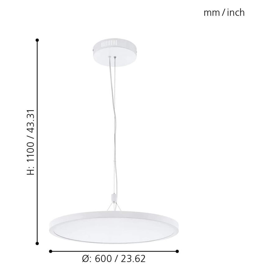 Eglo 33676 - LED RGBW Dimmable Cable-Suspended Pendant Light CERIGNOLA-C LED/32W/230V 2700-6500K White + Remote Control